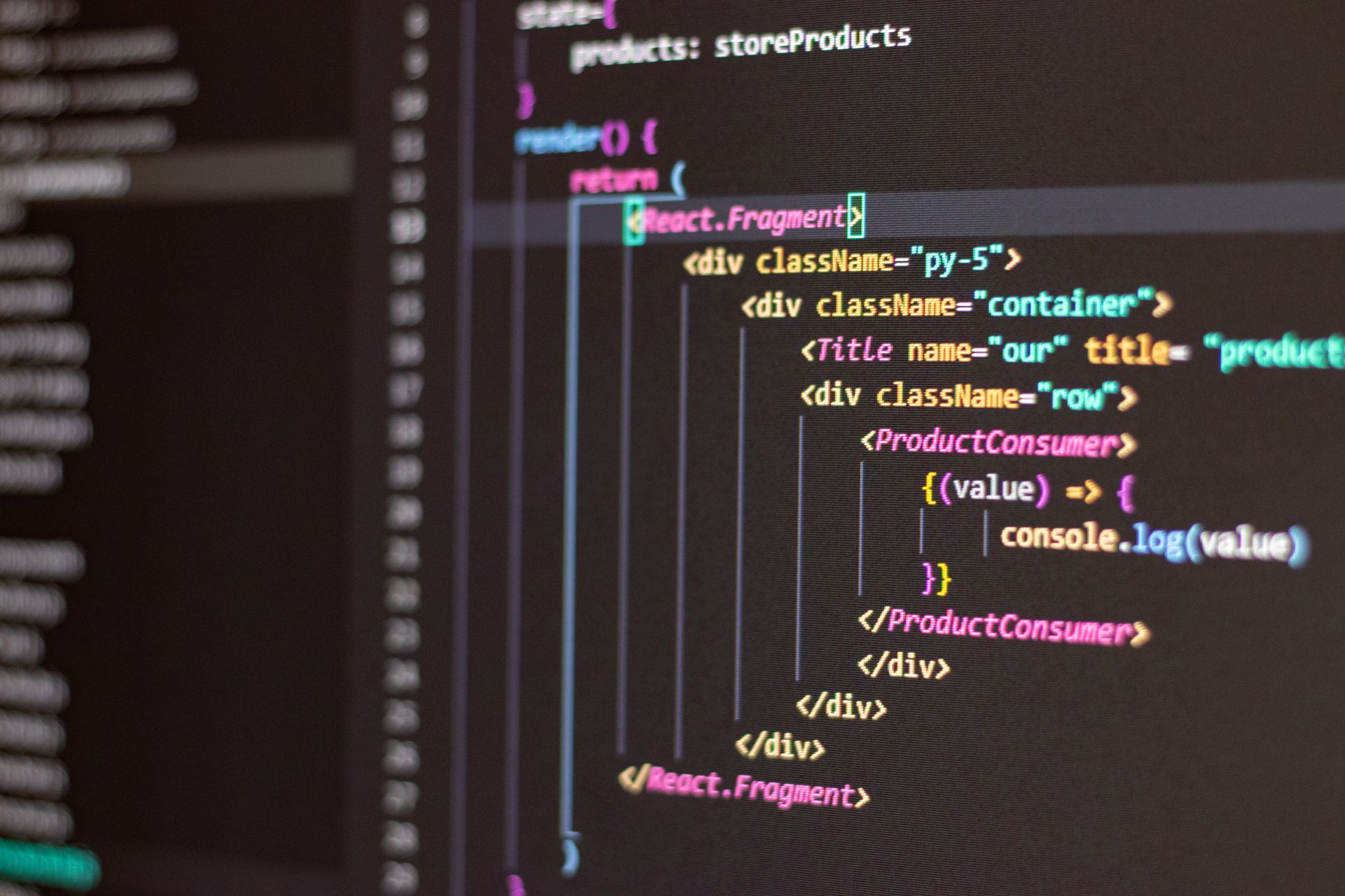 モニターに React JSX の入れ子コンポーネントが表示されている